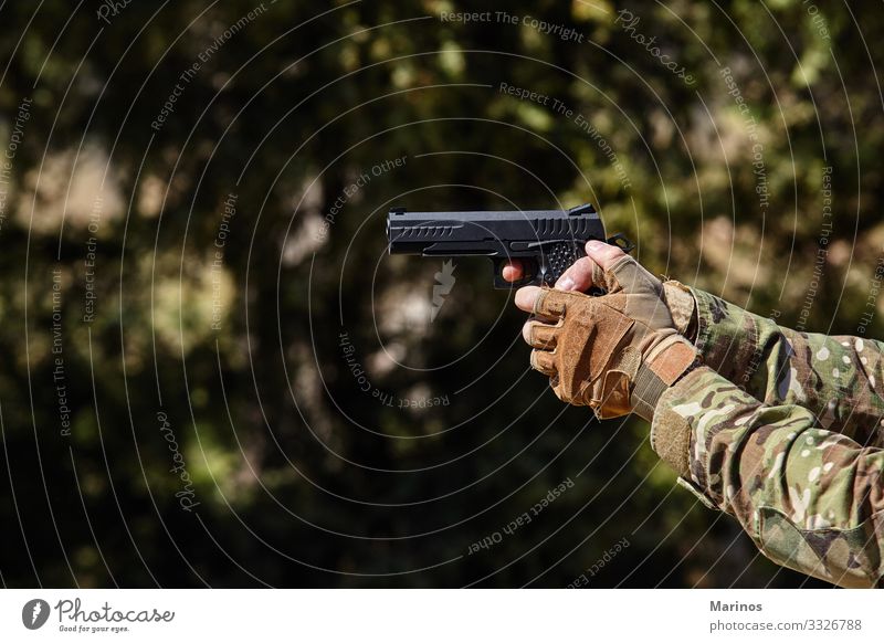 Premium Photo  Soldier man pistol and outdoor with aim field or nature for  war fight or army in countryside military service battlefield and agent  with weapon gear or helmet with focus