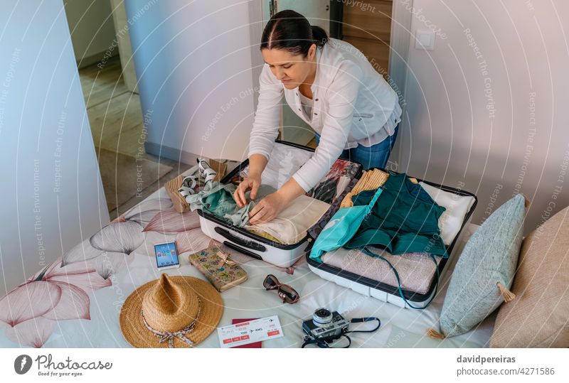 Girl Packing the Luggage Prepare for Her Trip Stock Image - Image