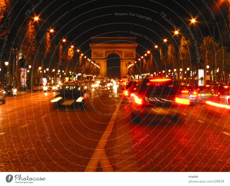 View of the Champs Elysées from the Paris Arc - Stock Photo