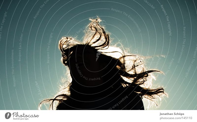 flowing hair in wind